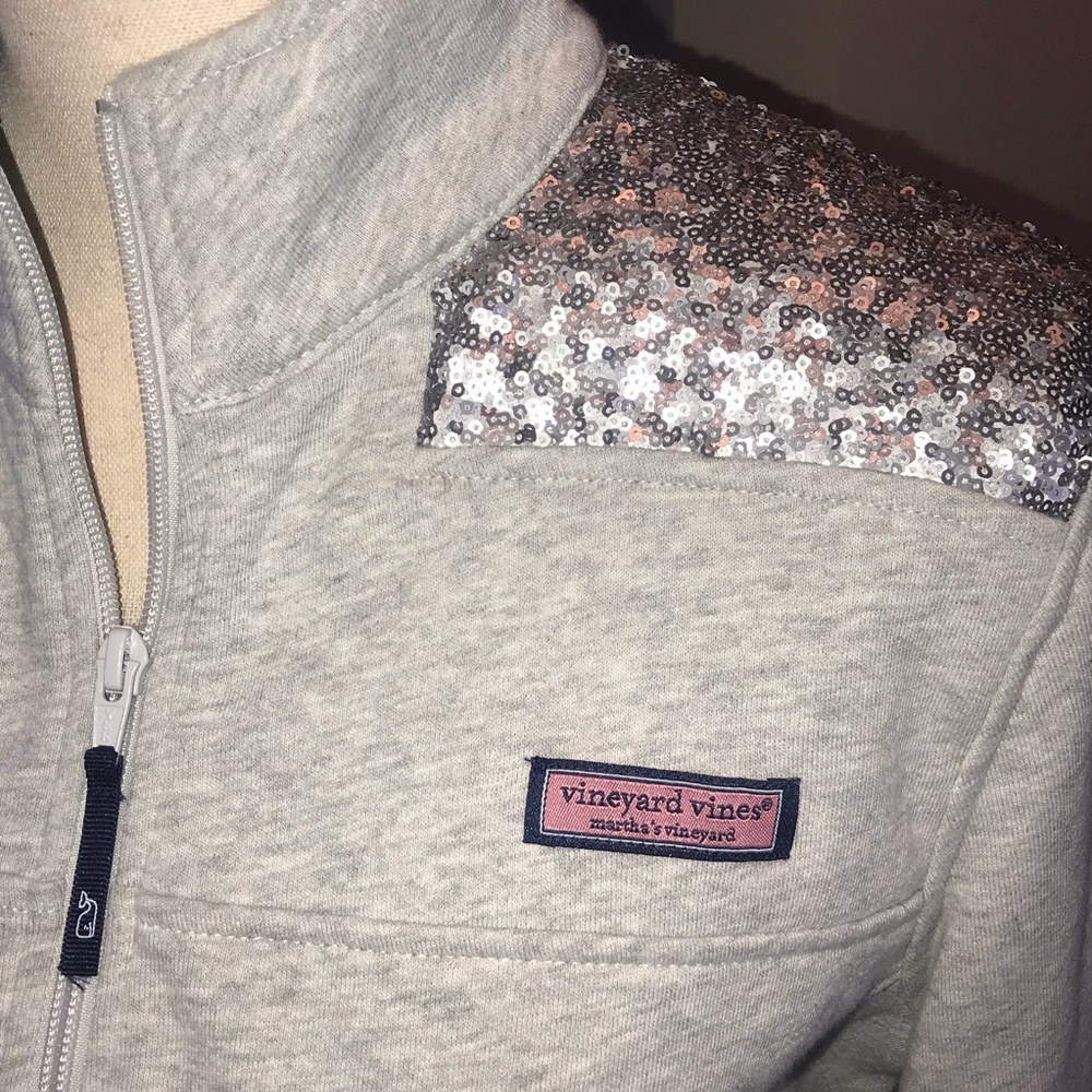 Vineyard Vines silver sequined shep shirt